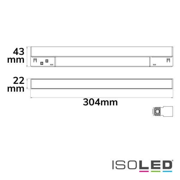 Track48 Linearleuchte 30cm schwarz, 10W, 120°, 48V DC, 3000K,CRI90, Line+