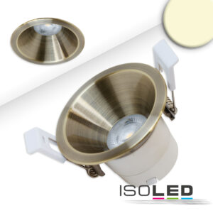 LED Einbaustrahler BACK60-68, messing geb., rund, 5W, CRI90, 3000K, rückversetzt, UGR<12, dimmbar