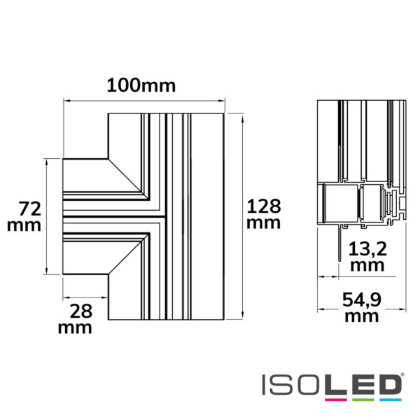 Track48 T-Schiene horizontal für Trockenbauschiene, weiß, nicht stromführend