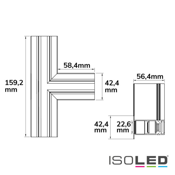 Track48 T-Schiene horizontal für Einbauschiene, weiß, nicht stromführend
