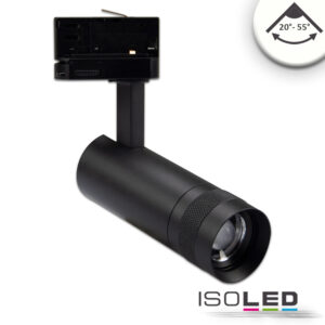 3-Phasen Schienen-Strahler fokussierbar, 8W, 20°-55°, schwarz matt, 4000K